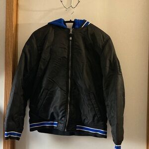 Wonder Nation Black Bomber Jacket with Blue Accents